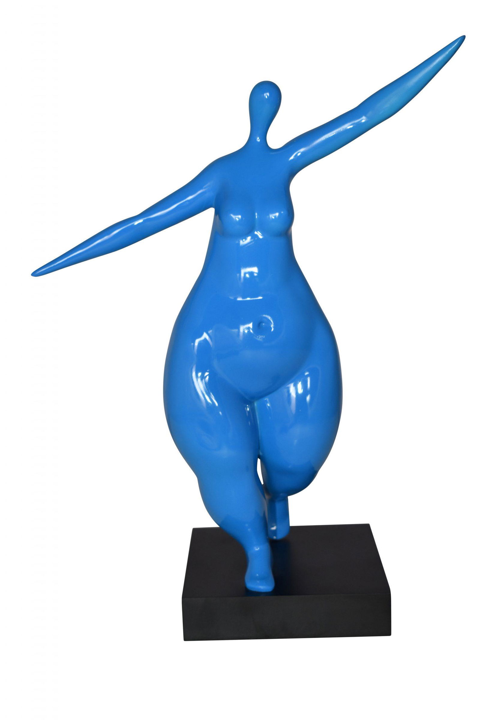 Modern Art Voluptuous Blue Lady Hand Up Resin Statue Size: 14" x 5" x 16"H (1 of 13)