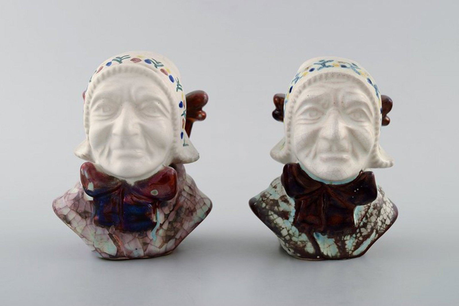 Michael Andersen Ceramics from Bornholm. 2 female heads, national costume.: Michael Andersen Ceramics from Bornholm. 2 female heads, national costume, hand painted. Measures: 9 x 7 cm. Perfect condition. Reserve: $95.00 Shipping: Domestic: Shipping rates are determined by des