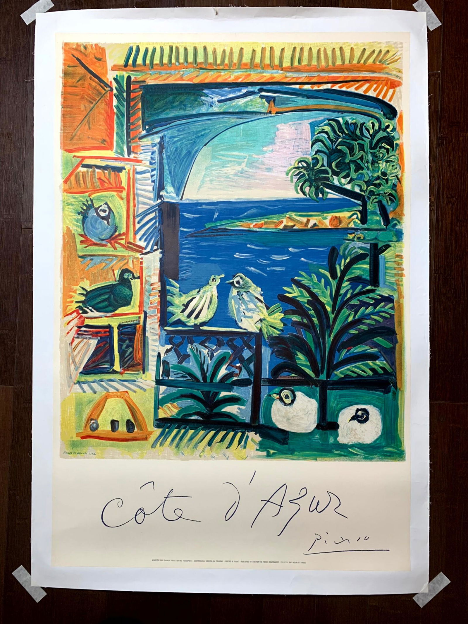 Cote D'azur - Art By Picasso And Deschamps (1962) 26" X 39" French Poster LB (1 of 7)
