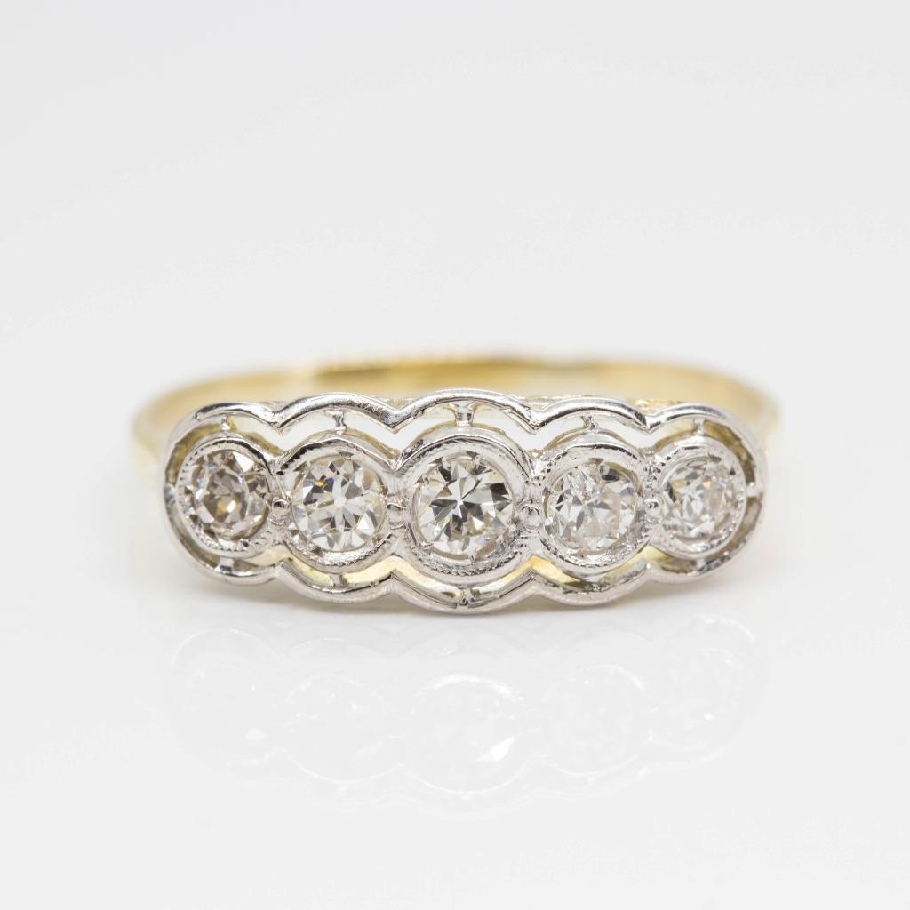 Art Deco 18k Gold and Platinum Diamond Engagement Ring (1 of 7)