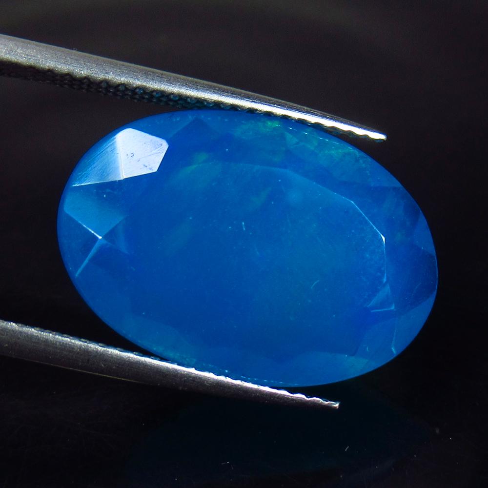 6.45 Ctw Natural Ethiopian Blue Fire Opal Oval Cut (1 of 2)