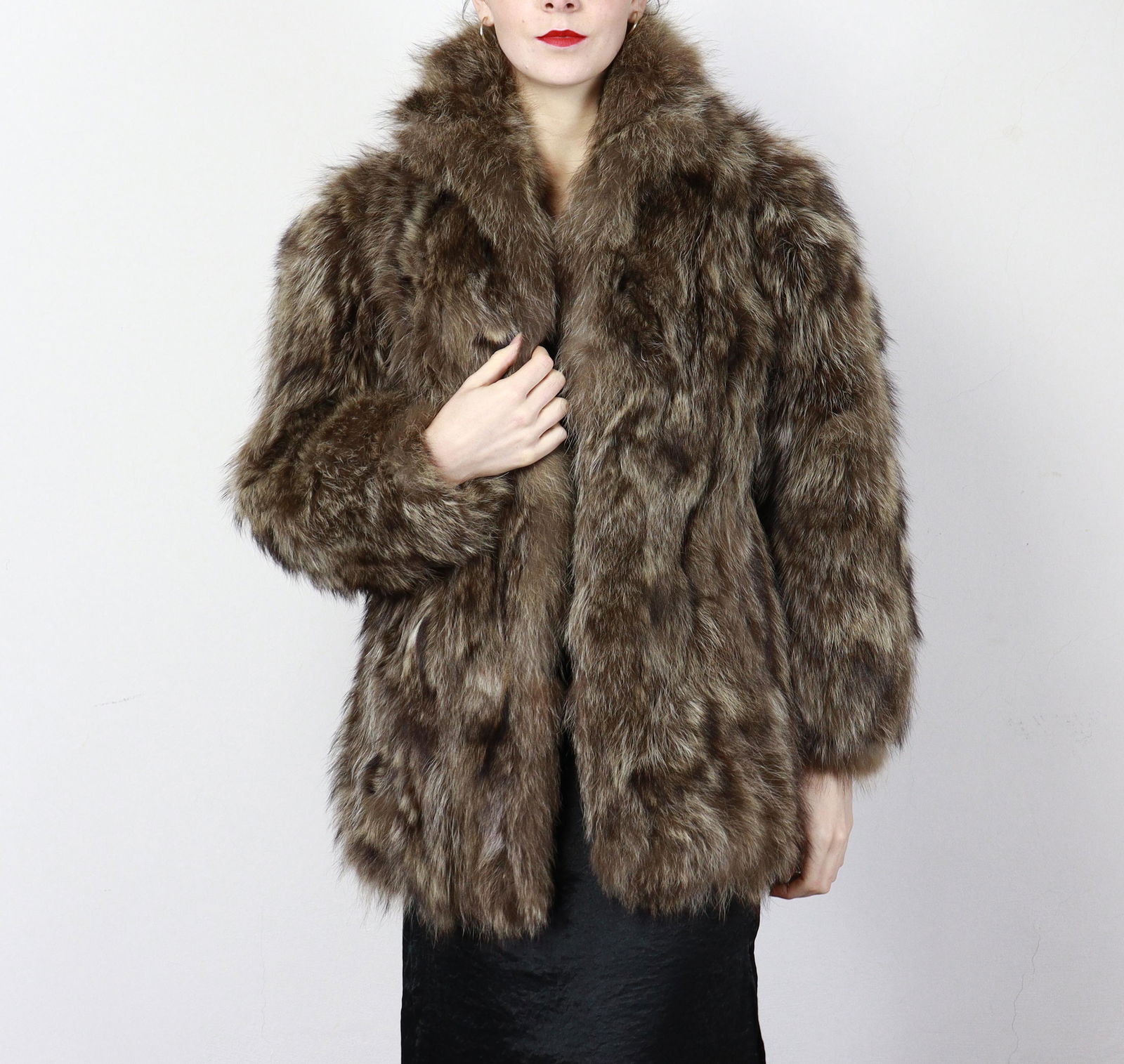 FLUFFY RACCOON FUR JACKET EU: M; US: 10 (1 of 10)