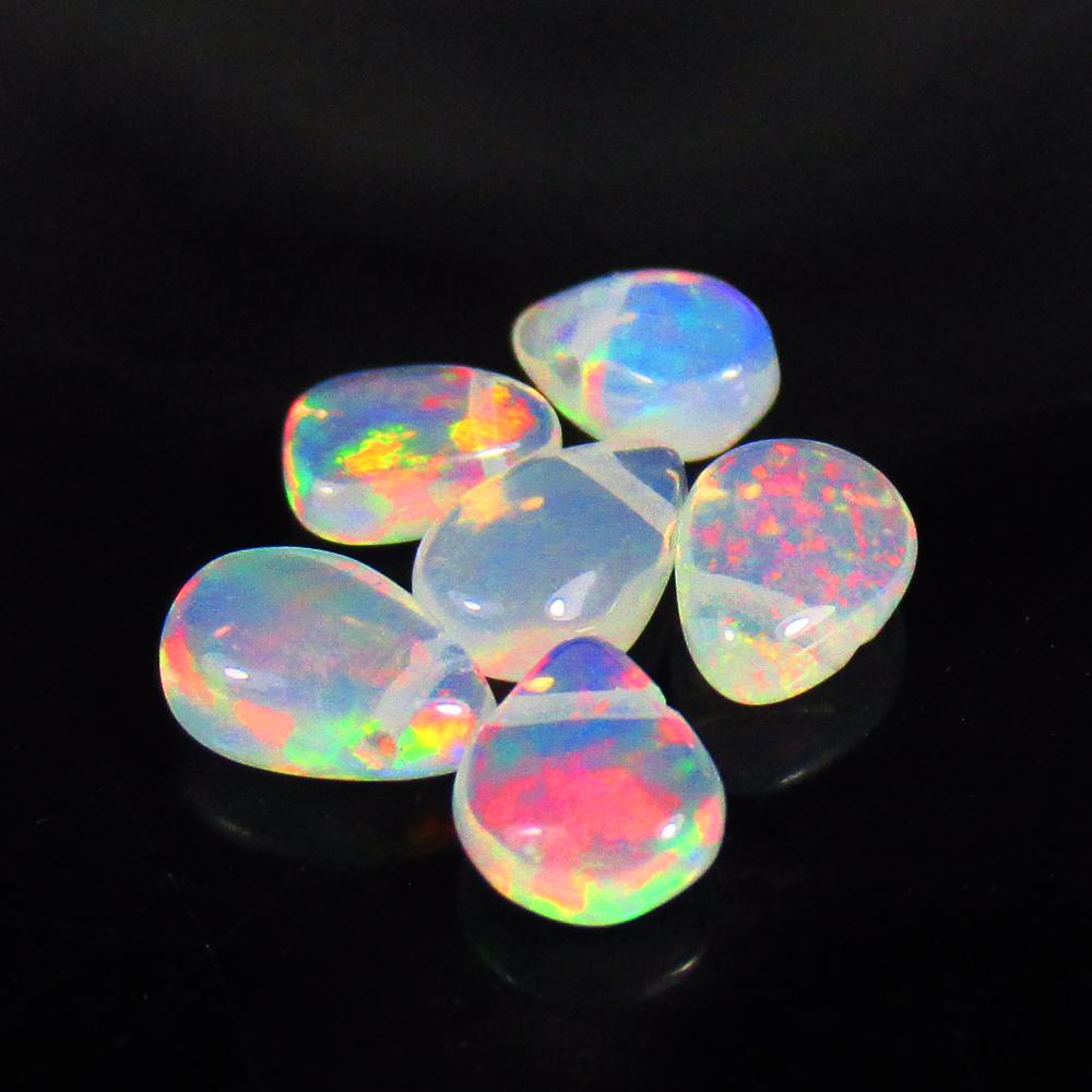 2.46 Ct Natural 6 Drilled Pear Multi-Color Fire Opal Beads (1 of 2)