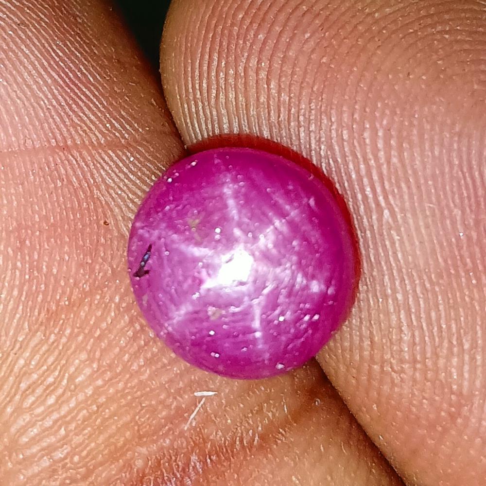 3.11 Ctw Natural Six Line Red Star Ruby Round Cab (1 of 3)