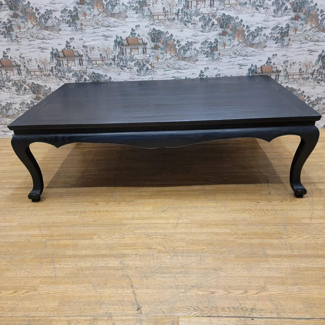 Vintage Chinese Elm Black Lacquer Coffee Table (1 of 10)