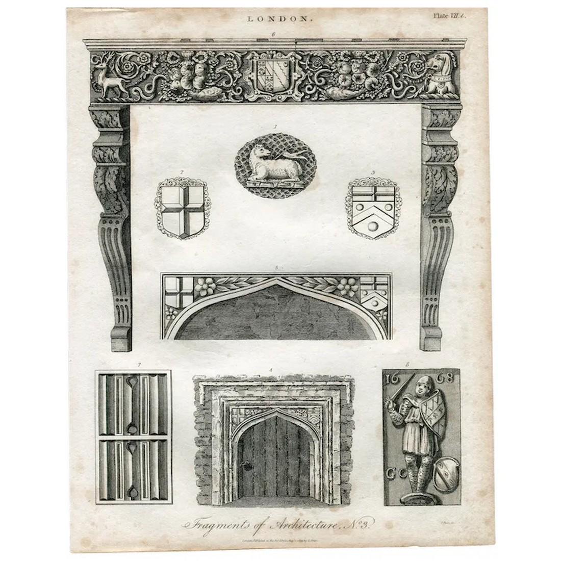 Fragments of architecture - 1814 engraving (1 of 3)