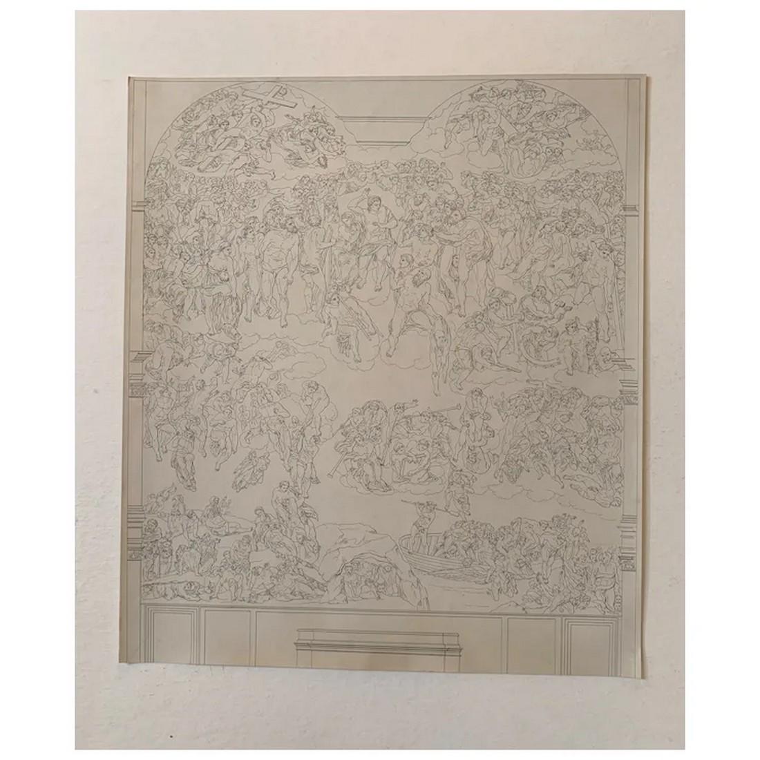 The Last Judgement - Antique print after Michelangelo: The Last Judgement. Artist: after engraving by Francesco Bartolozzi (21 September 1727, in Florence – 7 March 1815, in Lisbon). Artist: after the fresco by the Italian Renaissance painter Michel