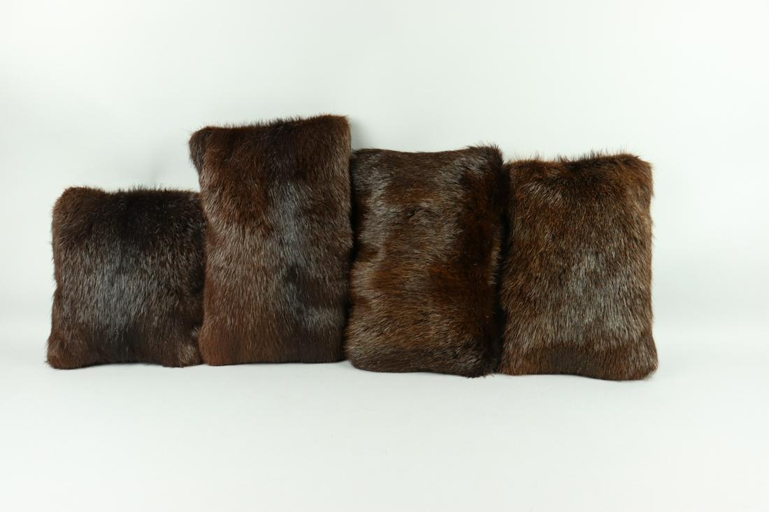 SET OF 4 NUTRIA FUR PILLOWS (1 of 5)