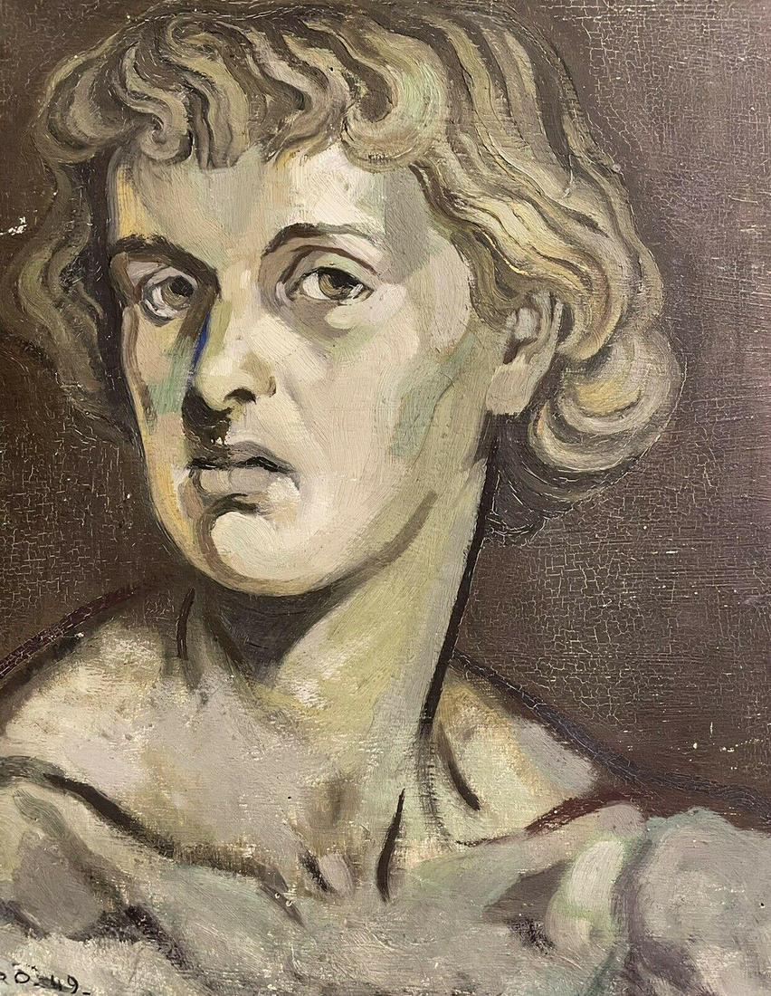 CLAUDE BENARD (1926-2016) SIGNED 1940'S FRENCH OIL - HEAD PORTRAIT CLASSICAL MAN (1 of 6)