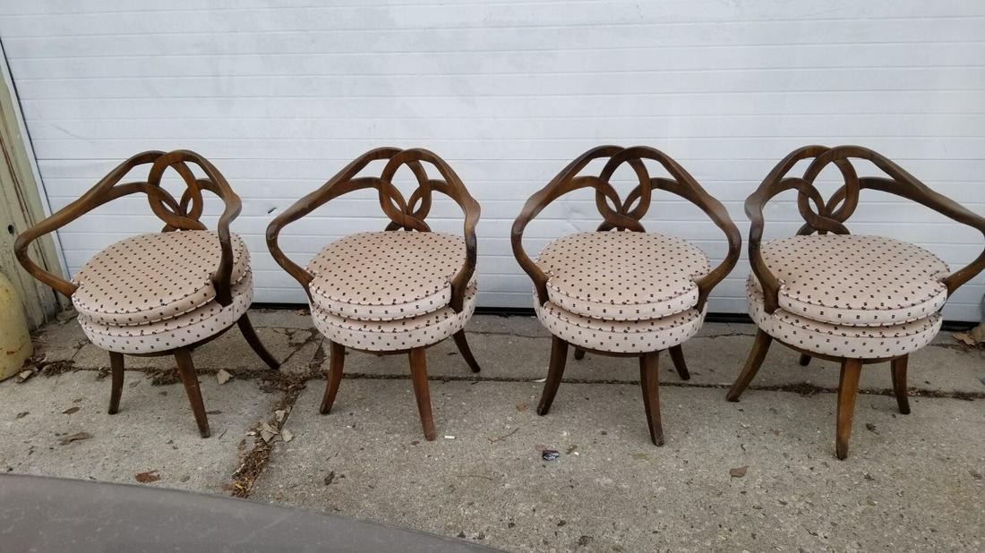 Vintage Italian Empire Carved Wood Swivel Dining Chairs - Set of 4 (1 of 9)
