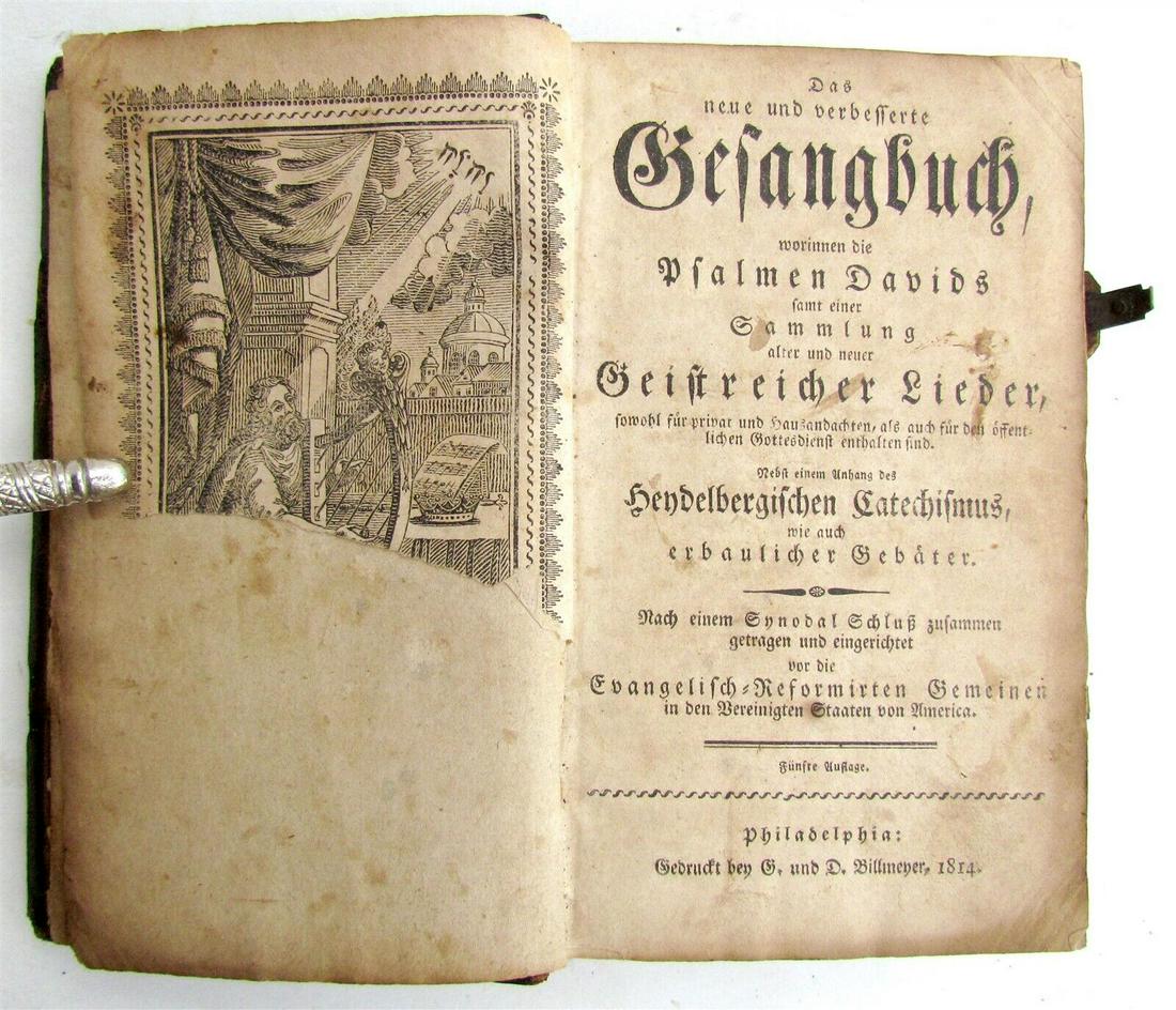 1815 GERMAN HYMNAL BOOK PSALMS of DAVID antique Philadelphia AMERICANA (1 of 8)