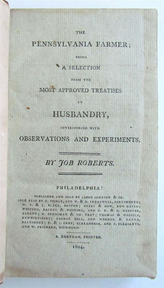 1804 PENNSYLVANIA FARMER TREATISES on HUSBANDRY antique AMERICANA rare 1st ED. (1 of 3)