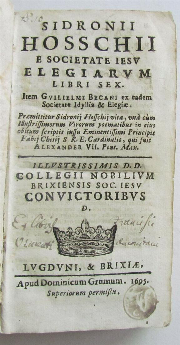 1695 POETRY by Hosschius ANTIQUE VELLUM BOUND 17th CENTURY (1 of 9)