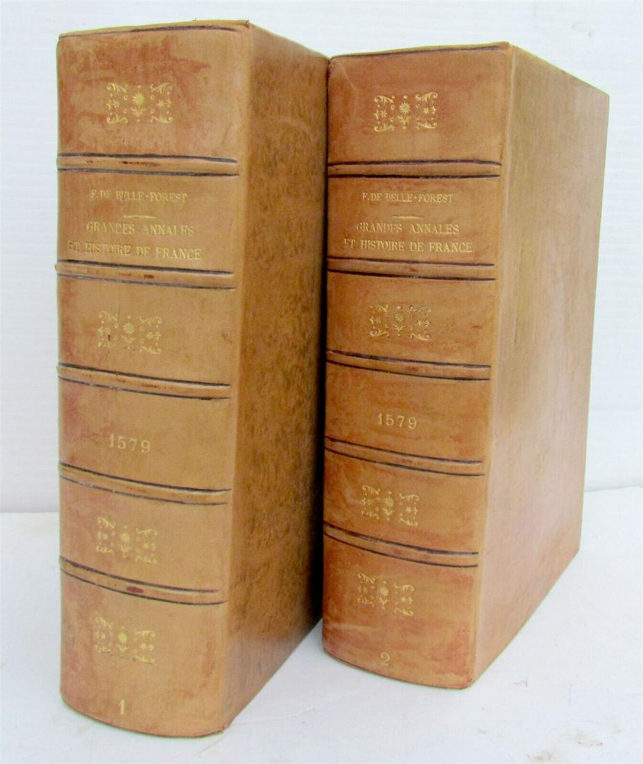 1579 HISTORY OF FRANCE ILLUSTRATED 2 MASSIVE FOLIO VOLUMES antique 68 WOODCUTS (1 of 11)