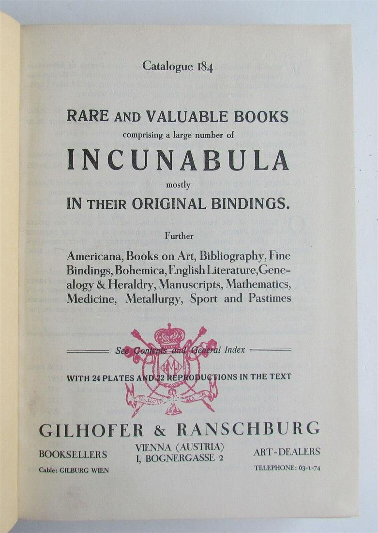 RARE & VALUABLE BOOKS w/ INCUNABULA in THEIR BINDINGS CATALOGS illustrated (1 of 12)