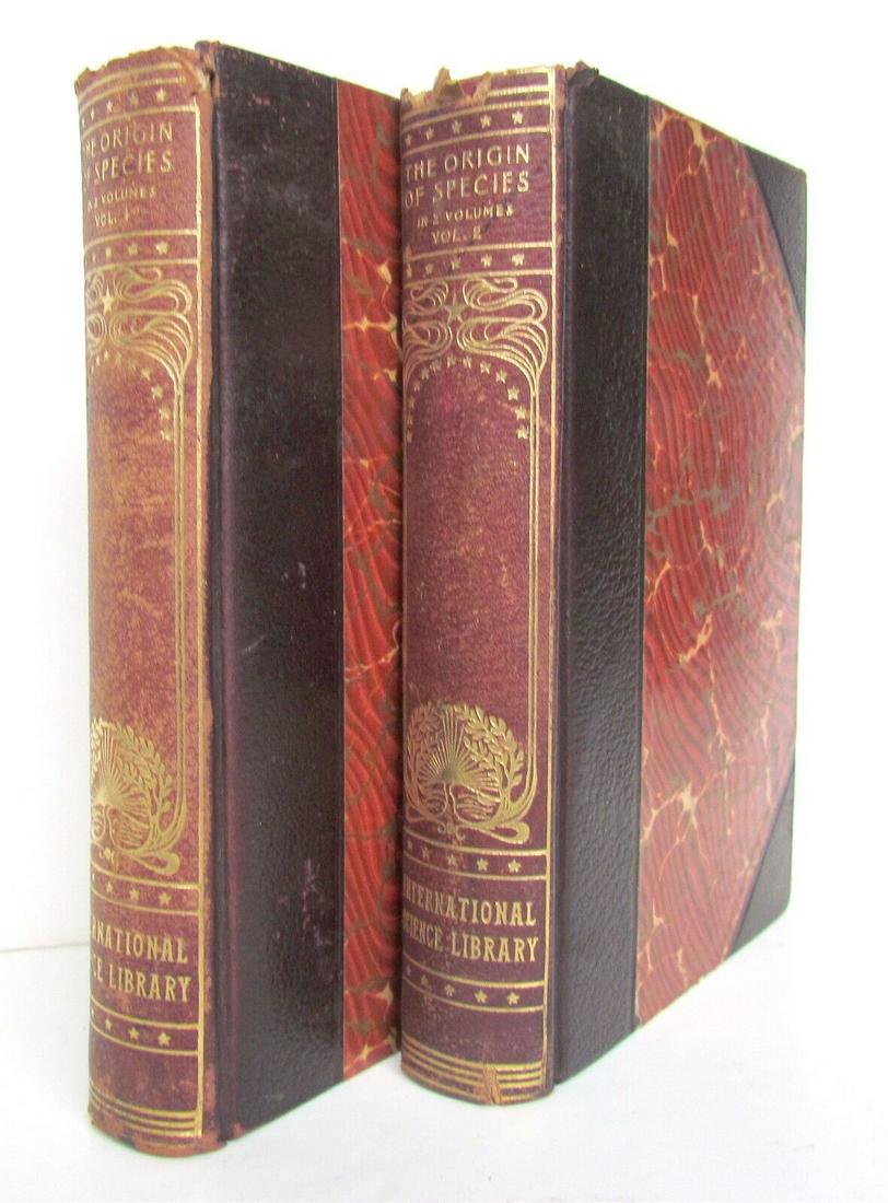 CHARLES DARWIN ORIGIN OF SPECIES 2 VOLUMES antique AMERICAN EDITION (1 of 5)
