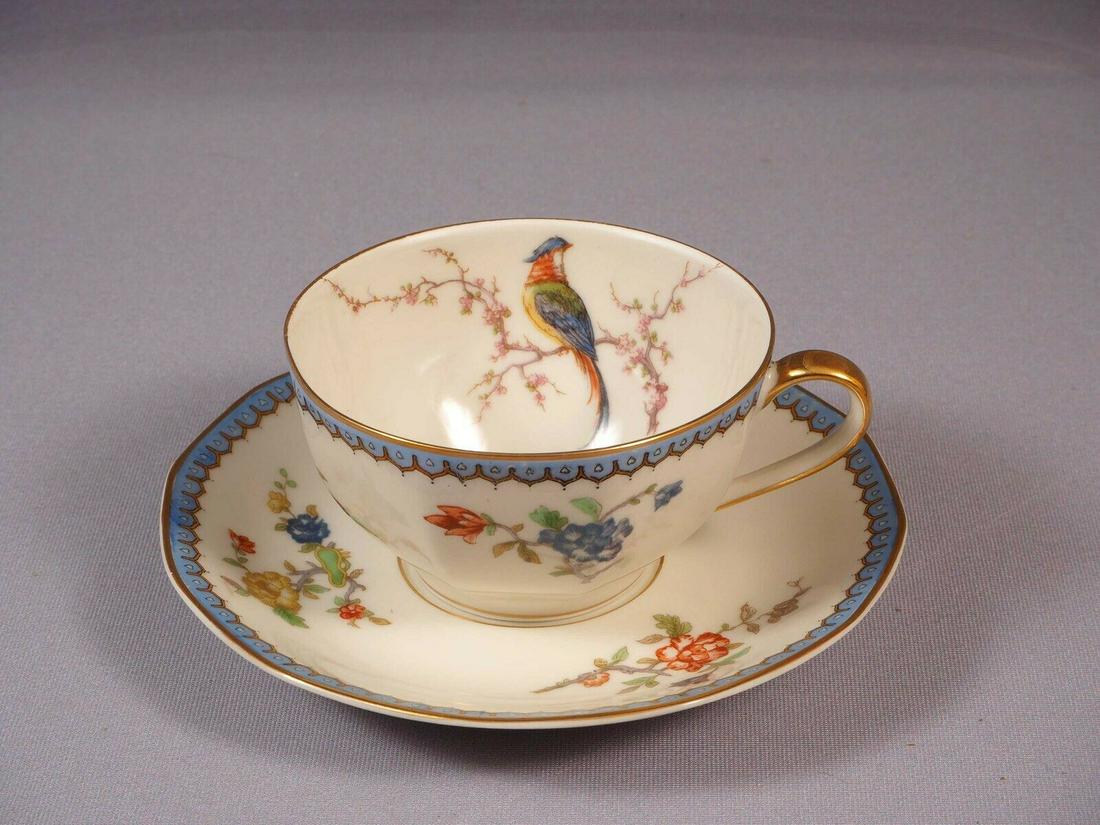 Limoges France HAVILAND PARADISE Coffee Tea cup Saucer Set Vintage Blue Bird (1 of 5)