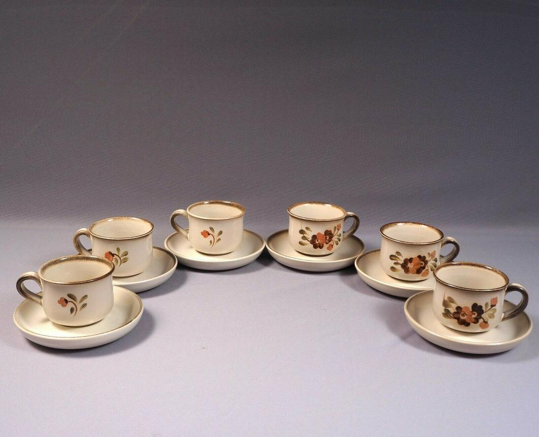 Denby SERENADE Coffee tea set for 6 Cups Saucers England Stoneware: This is an exceptional stoneware Coffee/Tea Set, made by Denby, England. It is from Denby Serenade pattern and can be mixed and matched with pieces from Denby collection The pattern has stylish brown