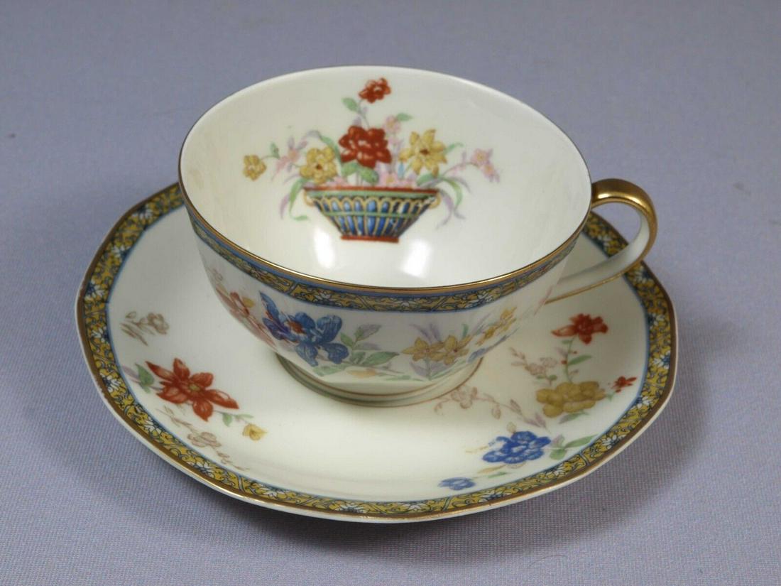 Limoges France GANGA HAVILAND Octagonal Coffee Tea Cup Saucer Set: This is gorgeous set of Coffee/Tea Cup and Saucer, made in Limoges, France by Theodore Haviland. Pieces of this pattern were made between the 1880's and the early 1900's in Limoges, France. The set in