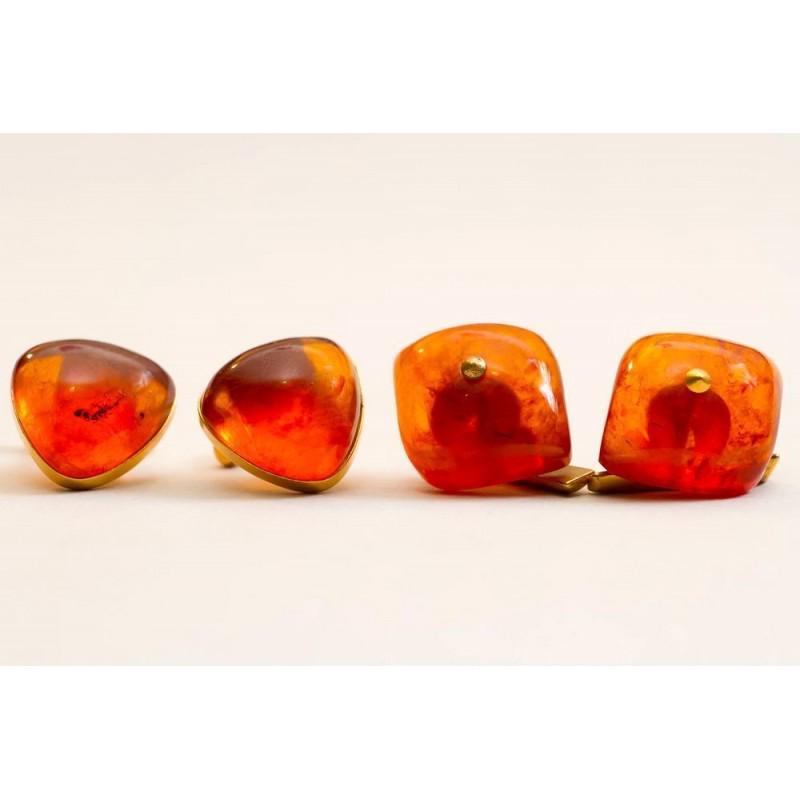 19g Natural Baltic Amber 2 pairs cufflinks gilding stamped (1 of 10)
