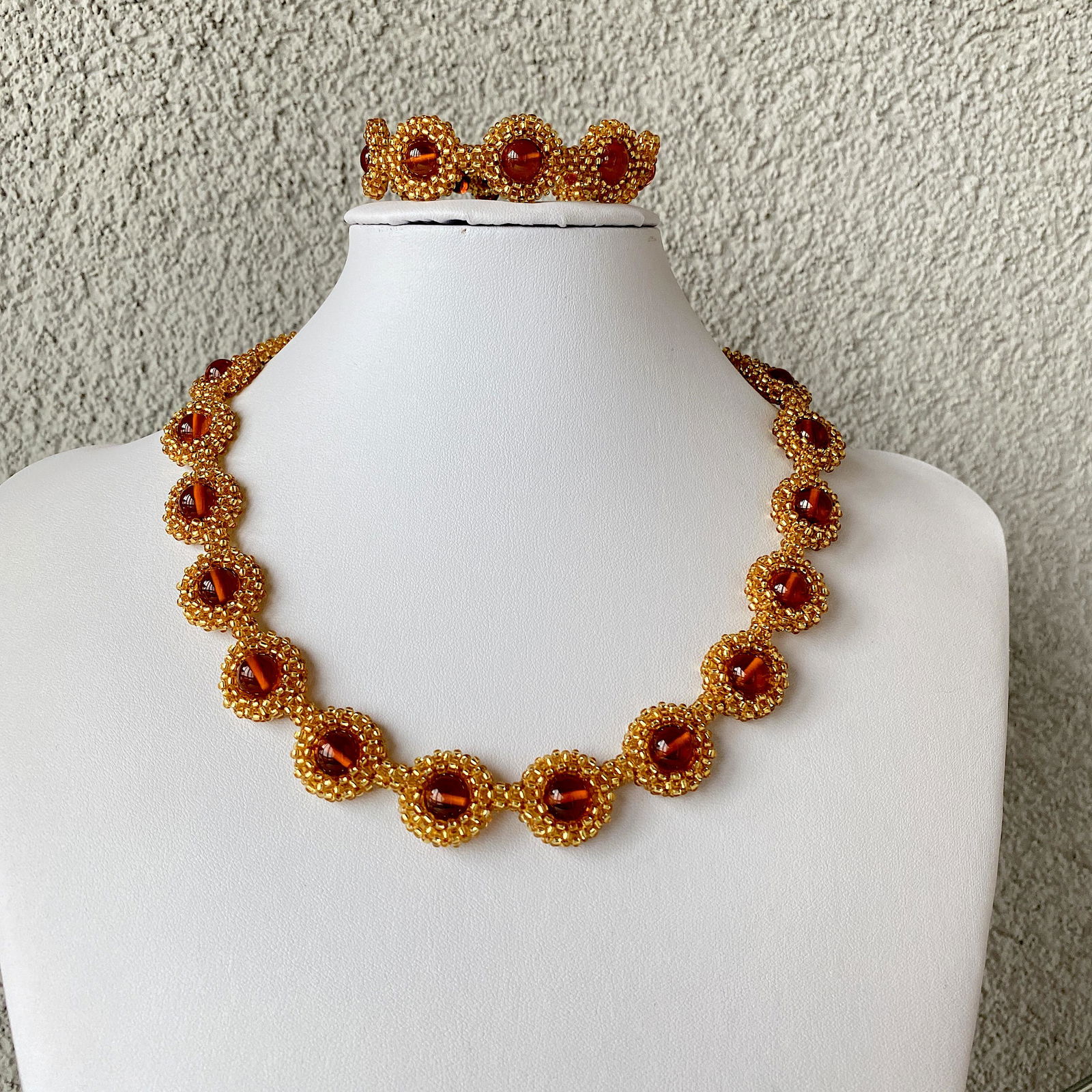 Marvellous Unique Vintage Amber Bracelet and Necklace set made from Round Amber beads (1 of 9)