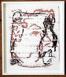 Joshua Smith and Sophie von Hellermann-"Fish Face" 2005: Title: Joshua Smith and Sophie von Hellermann Artist: "Fish Face" 2005 Medium: unique work- overlayed monotypes Dimension: 13 3/4" x 17" Reserve: $450.00 Shipping: Domestic: Flat-rate of $30.00 to any