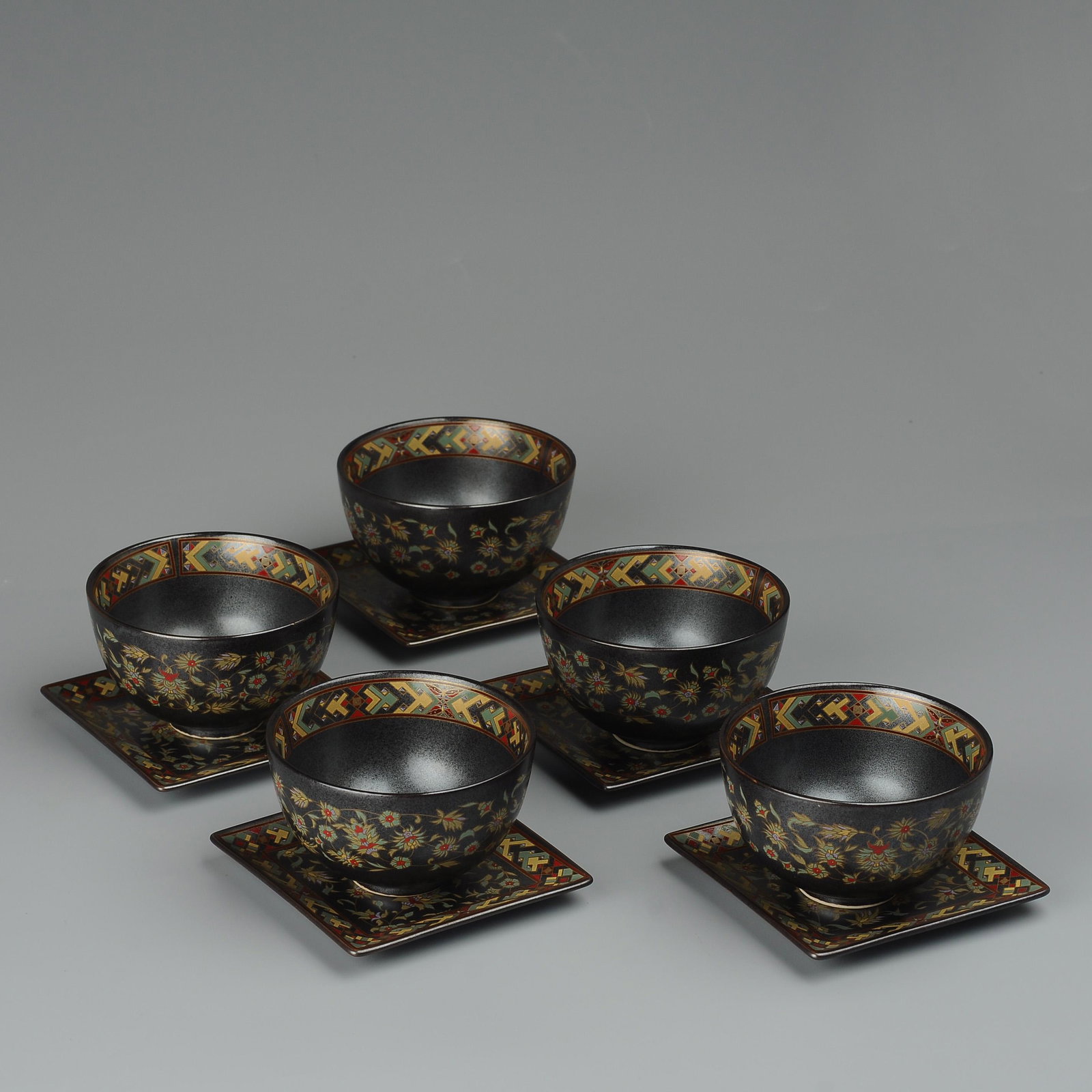 Japanese Enamel Painted Ceramic Tea Cups - Five (1 of 10)