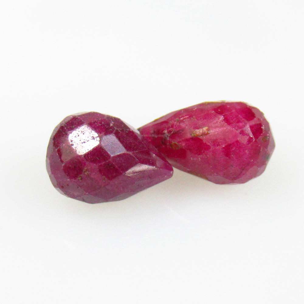 10.52 Ctw Natural 2 Mozambique Red Ruby Pear Drop Beads (1 of 2)
