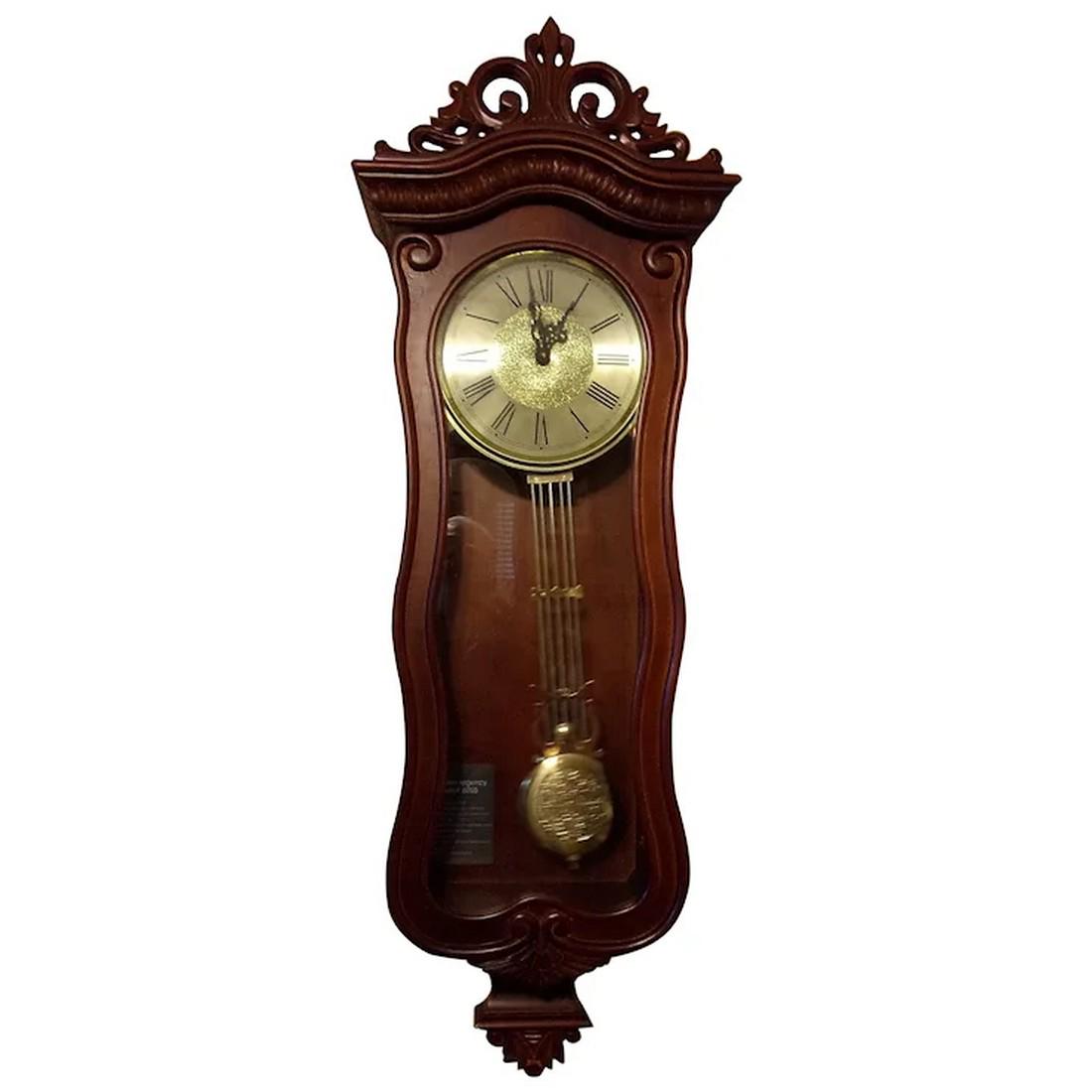 Crown Regency Hourly/Quarterly Chime Pendulum Walnut Wood Wall Clock 40"H X 14.7" (1 of 11)