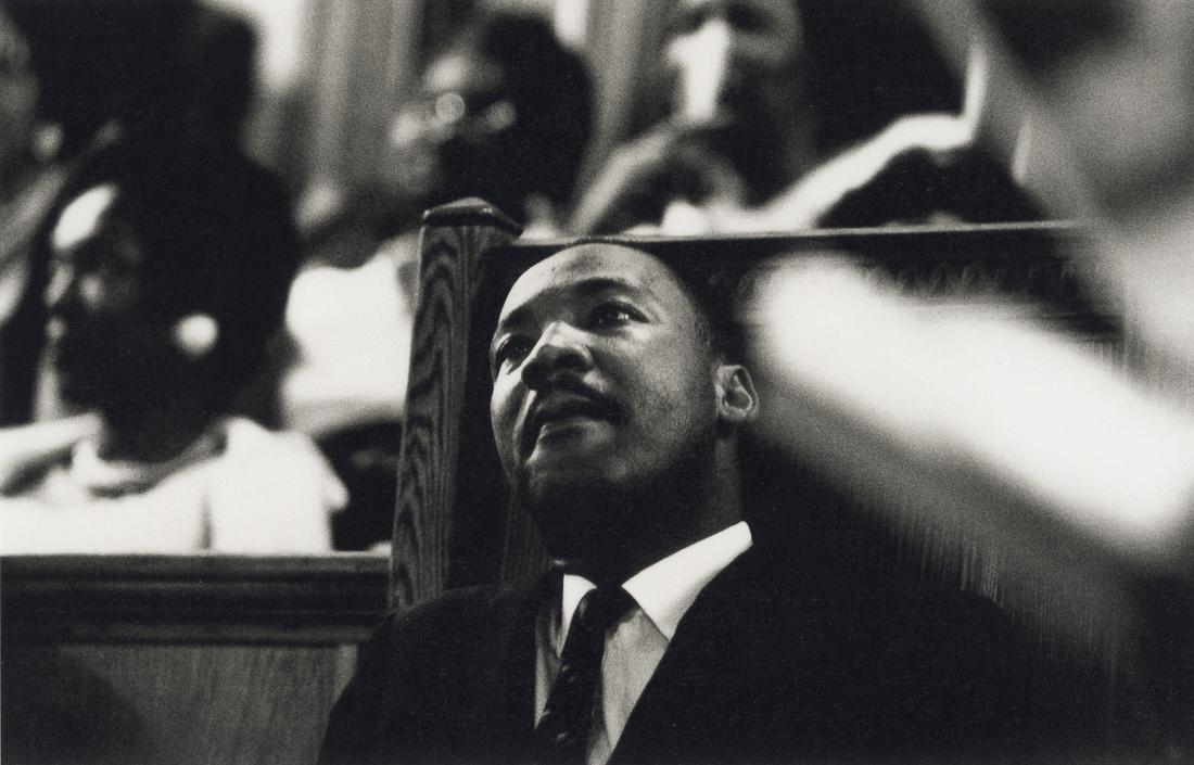 STEVE SCHAPIRO - Martin Luther King, Mississippi, 1965: Artist: Steve Schapiro Title: Martin Luther King, Mississippi, 1965 Medium: Photo Litho, 2000, Italy Dimensions: 6.95x4.45" Description: Heat Wax Mounted on 8.5x11" Conservation Board Artist Bio: Stev
