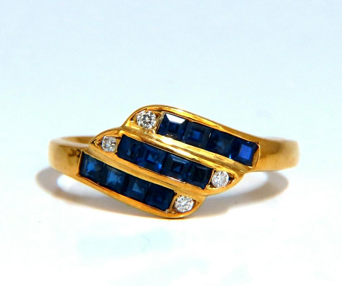 .58ct Natural Baguette Blue Sapphire Diamonds Ring 14kt (1 of 5)