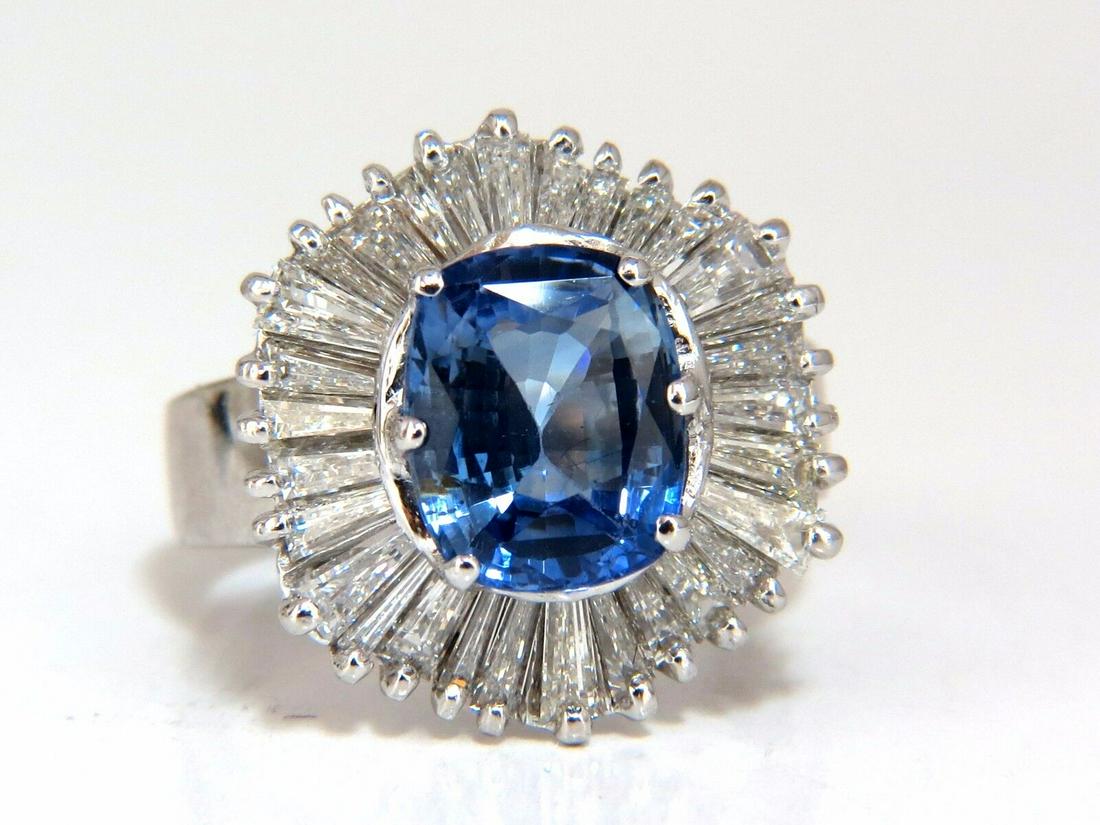 GIA Certified 6.46ct Natural No Heat Sapphire Diamonds Ballerina Ring 18kt (1 of 9)