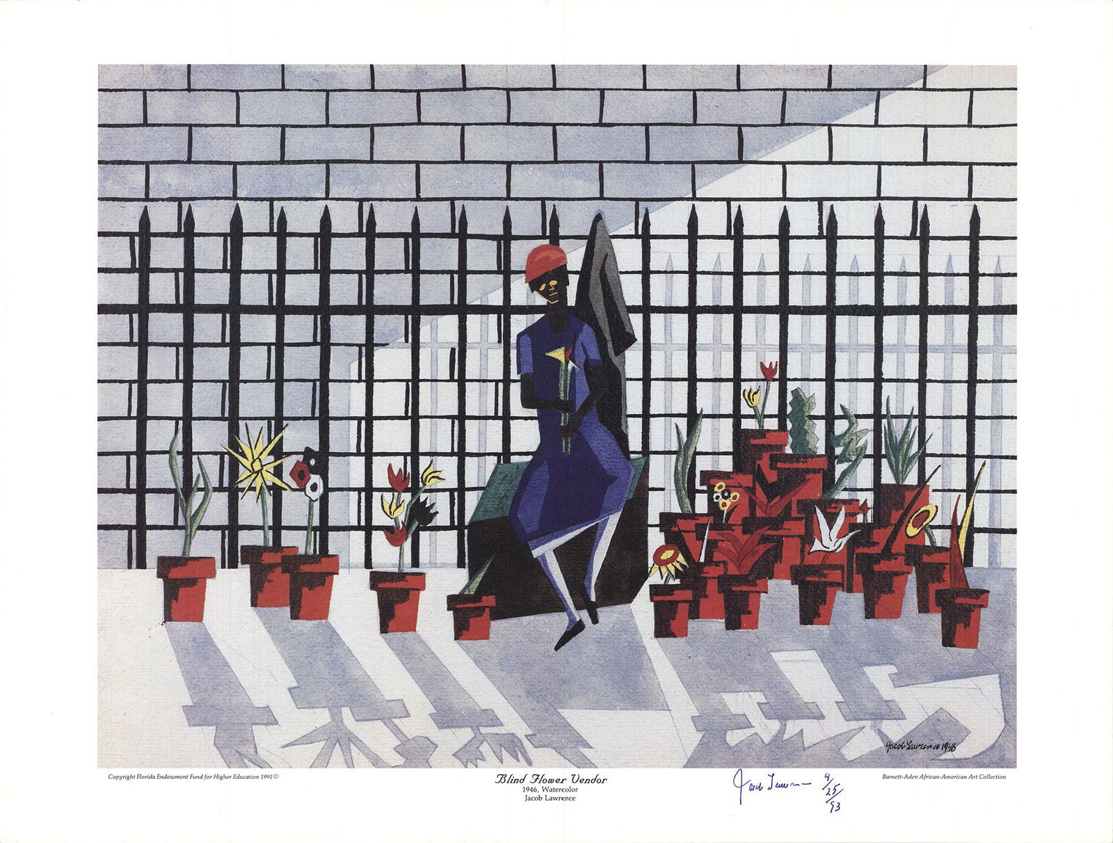Jacob Lawrence - Blind Flower Vendor - 1991 Offset Lithograph - SIGNED 19" x 25.25" (1 of 5)