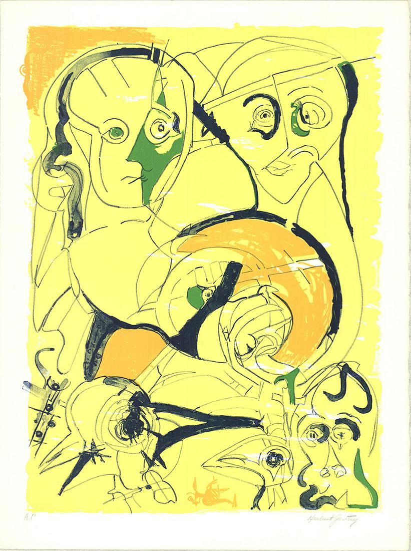 Herbert Gentry - Faced Face - 1971 Lithograph - SIGNED 30" x 22.5" (1 of 5)