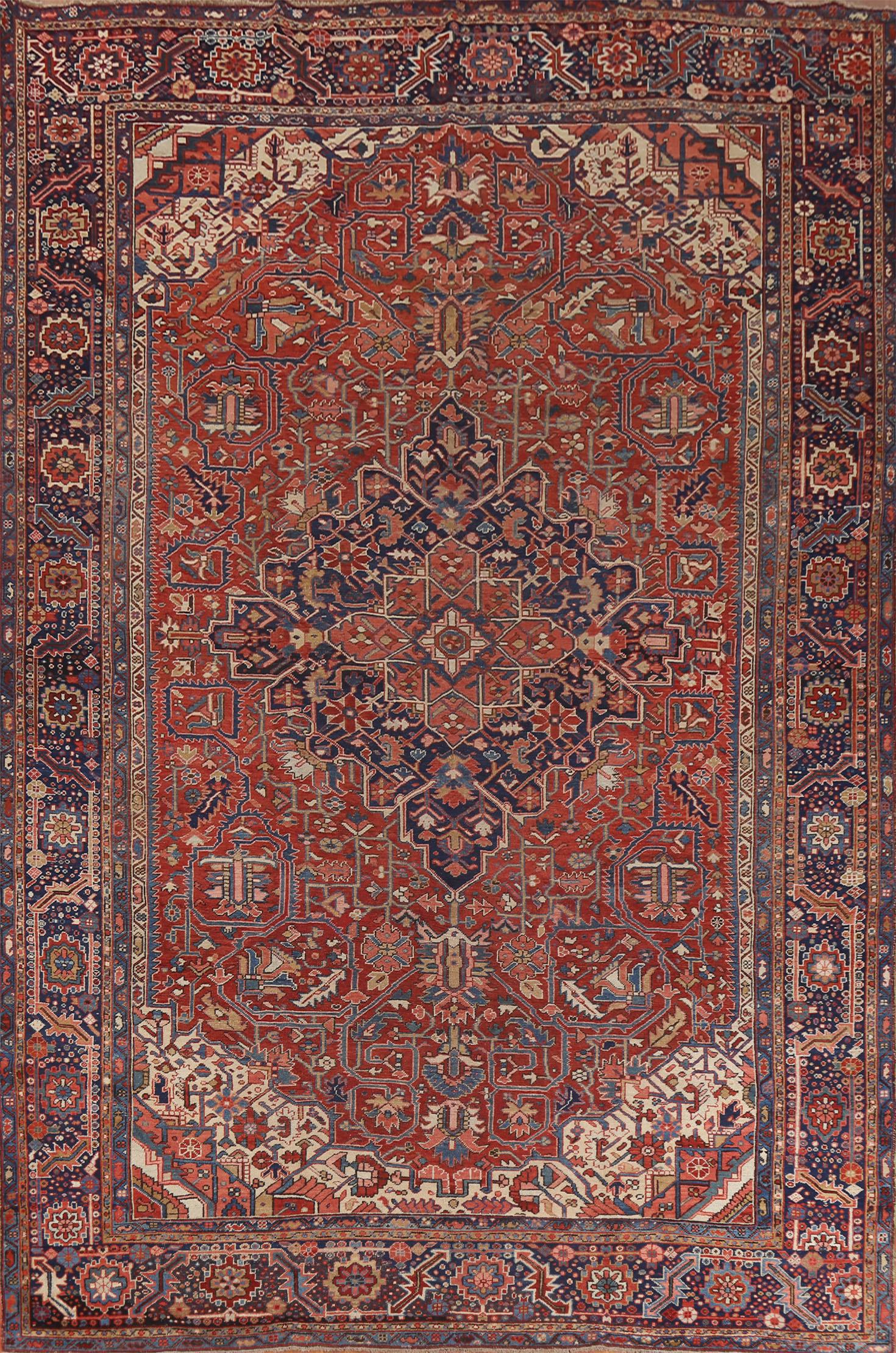 Antique Vegetable Dye Heriz Serapi Large Persian Rug 11x15 (1 of 20)