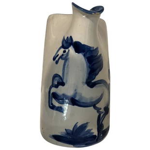 Vintage M. A. Hadley pottery Pitcher original 1940s Horse: Vintage M. A. Hadley pottery Pitcher EUC Horse jug This pitcher has a painted image of a horse on front marked M.A. Hadley on bottom. No chips, cracks, repairs or hidden damage with the exception