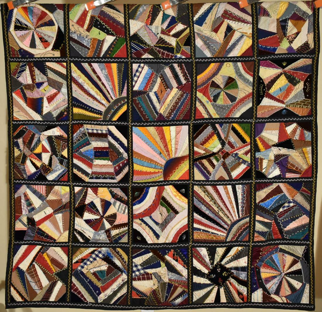 Museum Quality Silk Crazy Sampler Quilt c. 1900 (1 of 12)