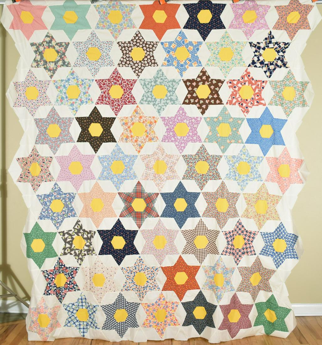Lg. 30's Touching Stars Quilt Top (1 of 12)