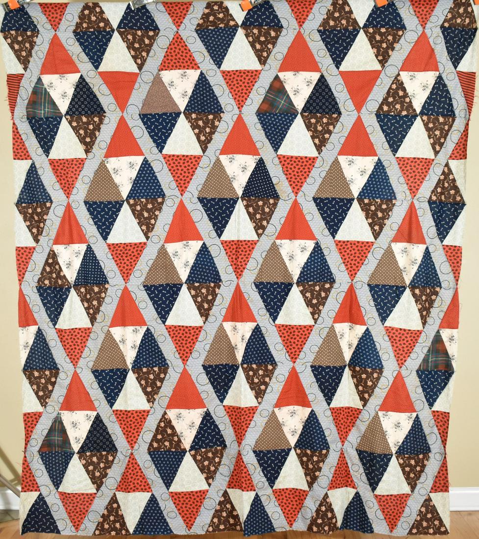1890's Diamonds / Pyramids Quilt Top (1 of 8)