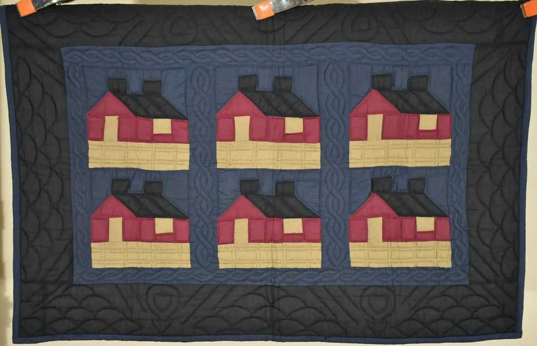 Amish Schoolhouse Crib Quilt, Black Background (1 of 5)