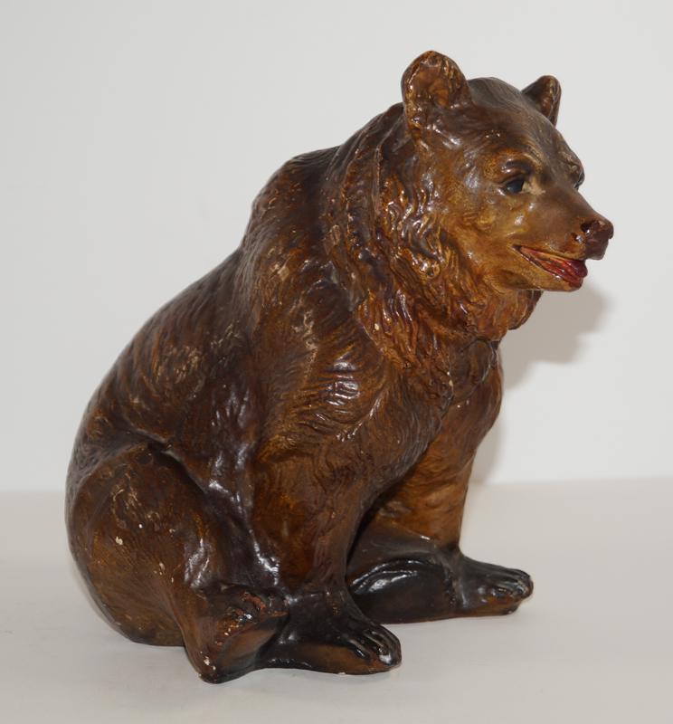Antique Seated Chalkware Bear (1 of 6)
