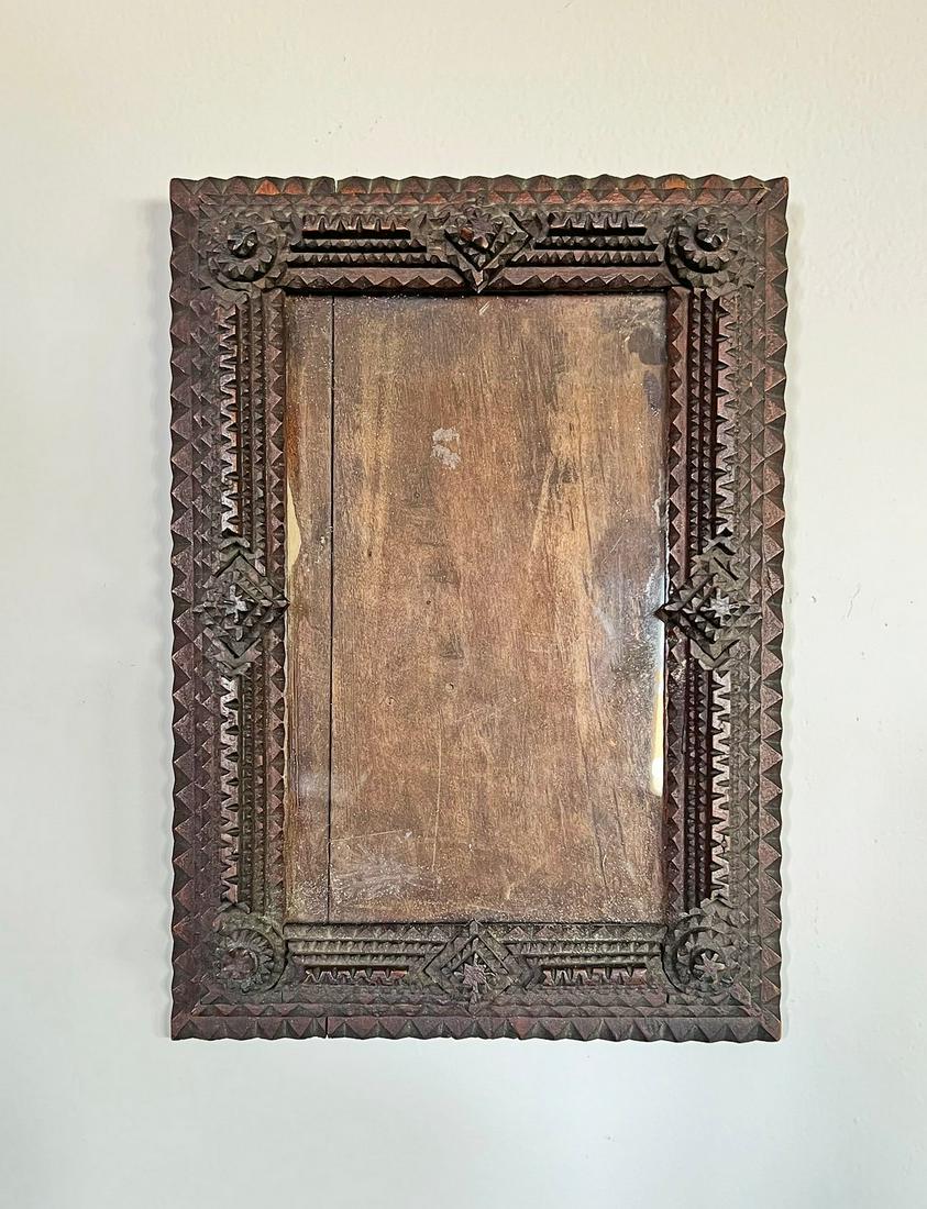 Tramp Art Frame with Rosettes & Diamonds (1 of 2)