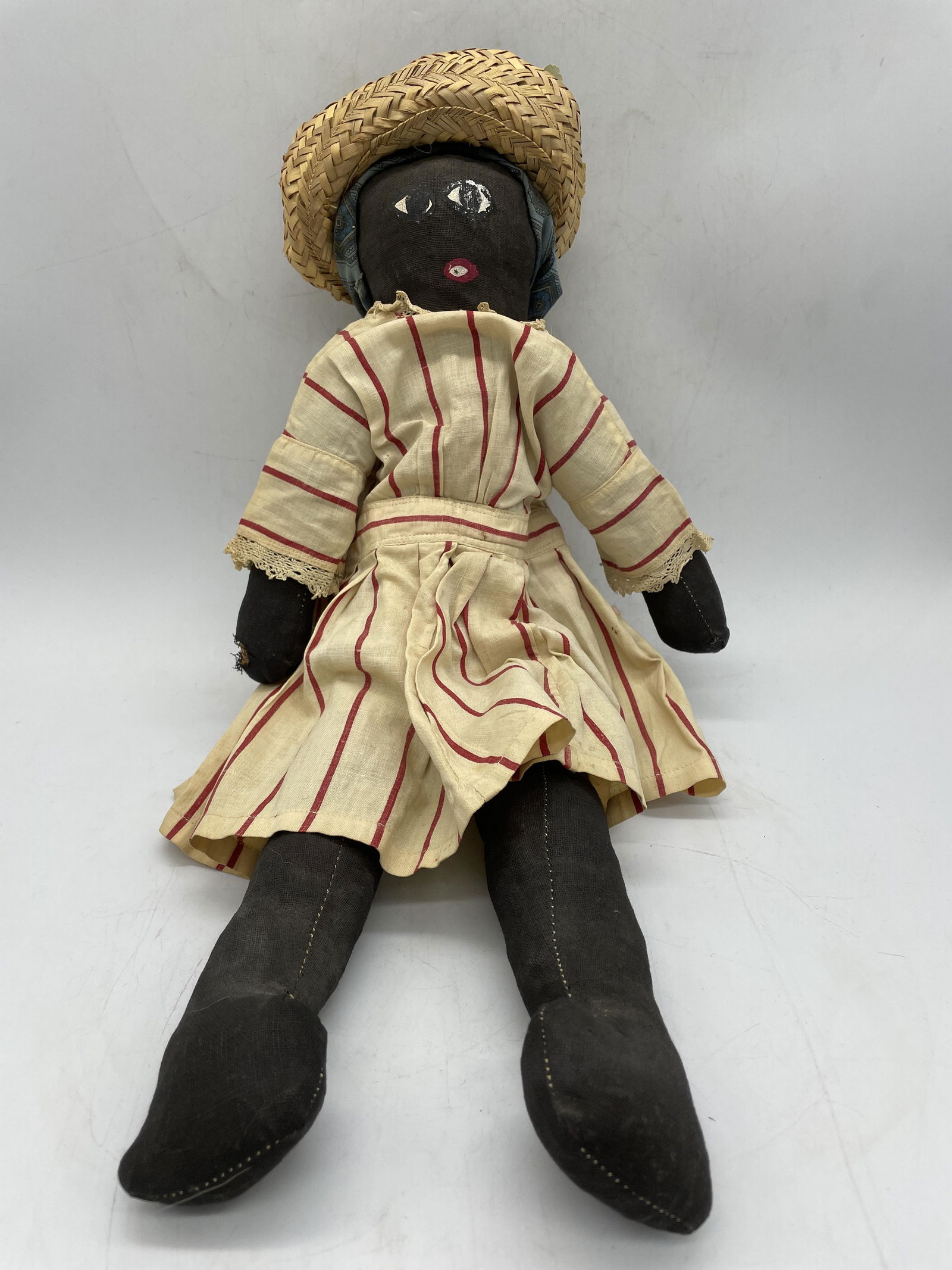 1920's Straw Stuffed Doll Painted Face Black Americana (1 of 8)