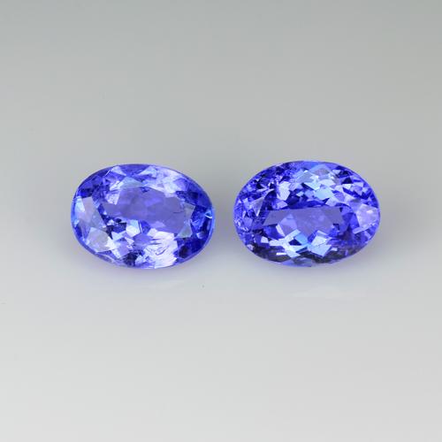 2.02 CTS 2 PCS EXTRAORDINARY LUSTER ! 100 x NATURAL TANZANITE OVAL SHAPE LOOSE GEMSTONES (1 of 2)