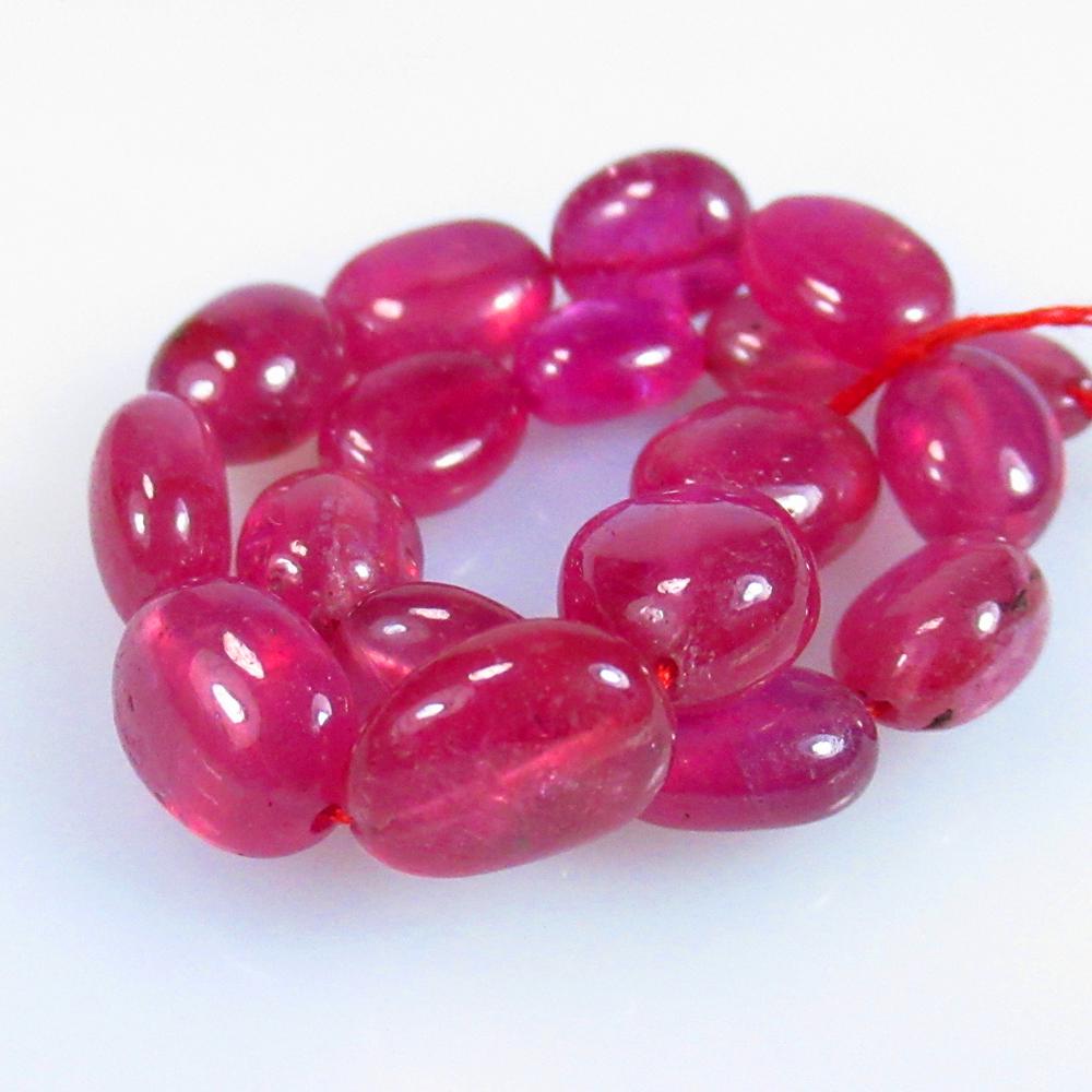 71.26 Ctw Natural 18 Mozambique Red Ruby Dumble Beads (1 of 2)