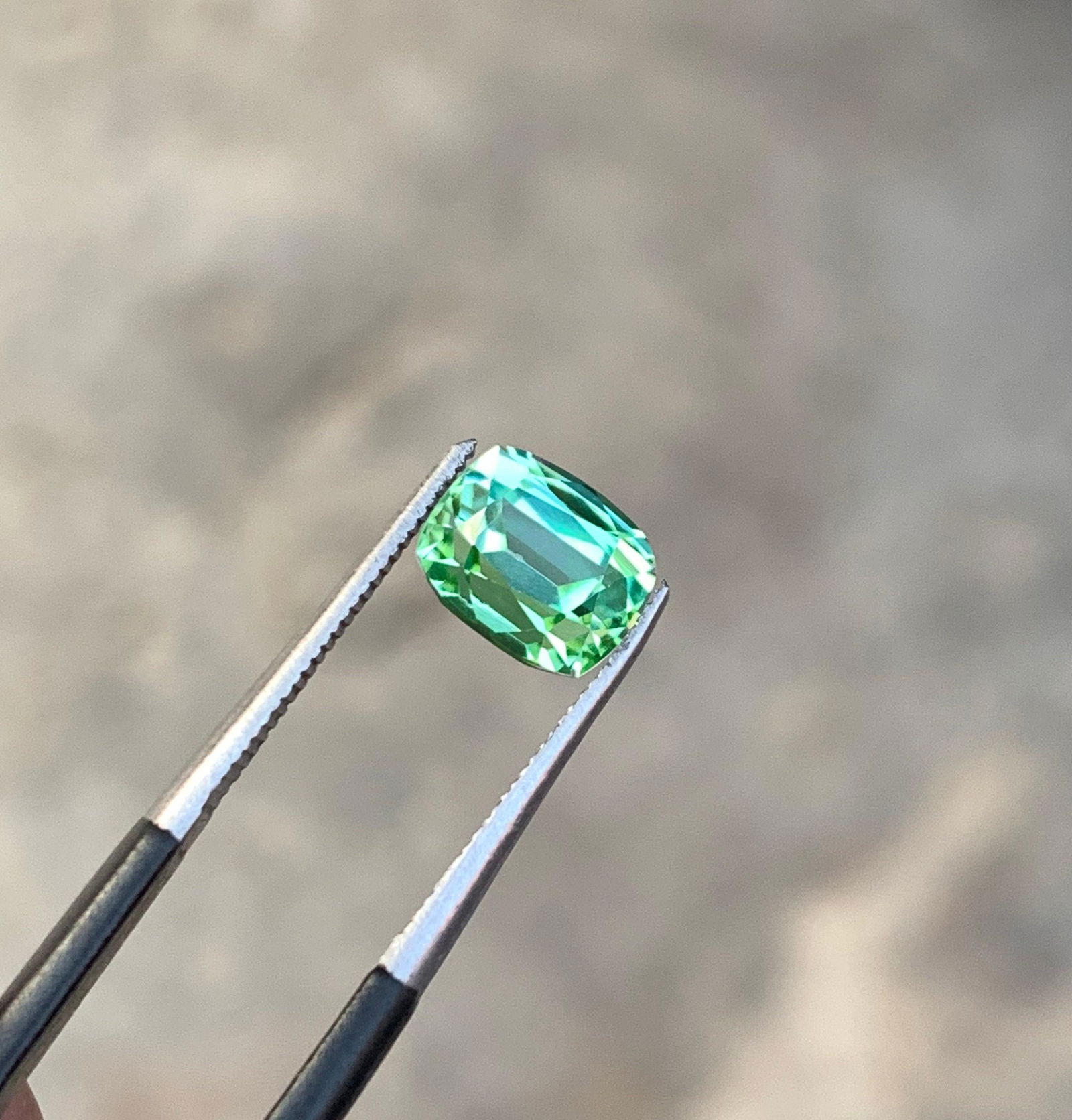 Tourmaline Gemstone, Step Cushion Cut, Ring And Jewelry Size, Natural Faceted Green Tourmaline Loose (1 of 4)