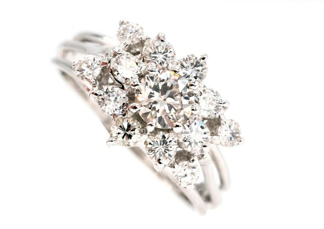 Natural 1.30 ctw HRD. Certified Diamond Ring 18K White Gold (1 of 6)