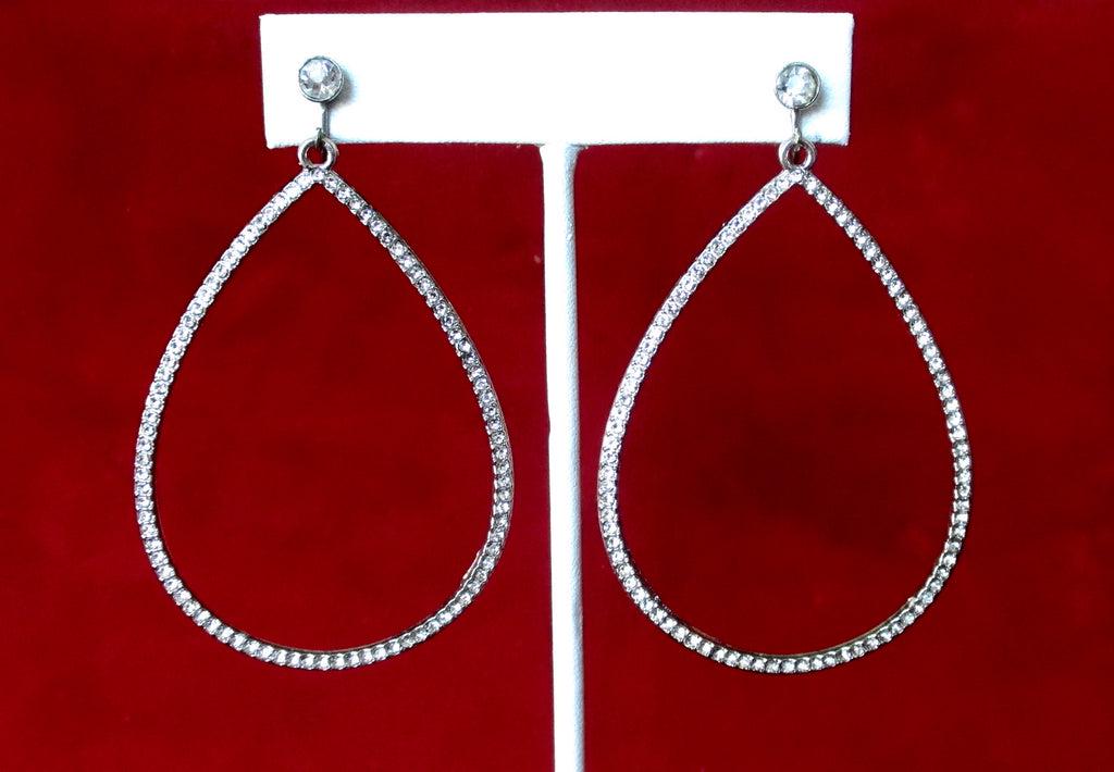 Pair of Vintage 2 1/2 Inch Micro-Pave Screw Back Earrings/Boho/Hippie (1 of 6)