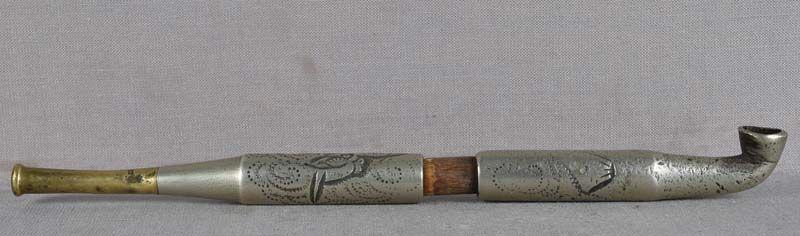 19c Japanese bronze TOBACCO PIPE DRAGON & Mt Fuji (1 of 5)
