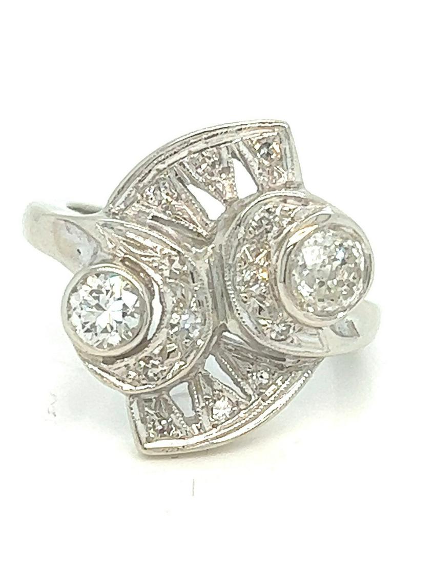Art Deco 14k white gold diamond shield ring (1 of 10)